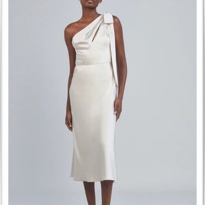 Amsale Bridal One-Shoulder Bow Dress White